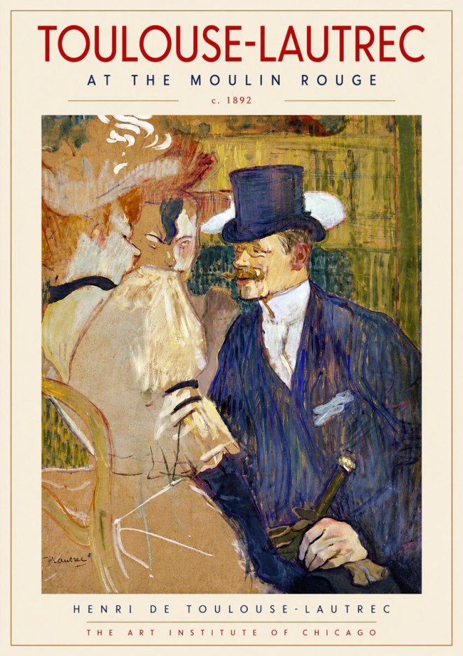 Toulouse-Lautrec At the Moulin Rouge III No3 - Affiche