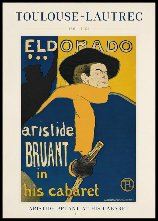 Toulouse-Lautrec Aristide Bruant at His Cabaret No1 - Affiche
