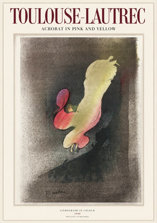 Toulouse-Lautrec Acrobat in Pink and Yellow No1 - Affiche