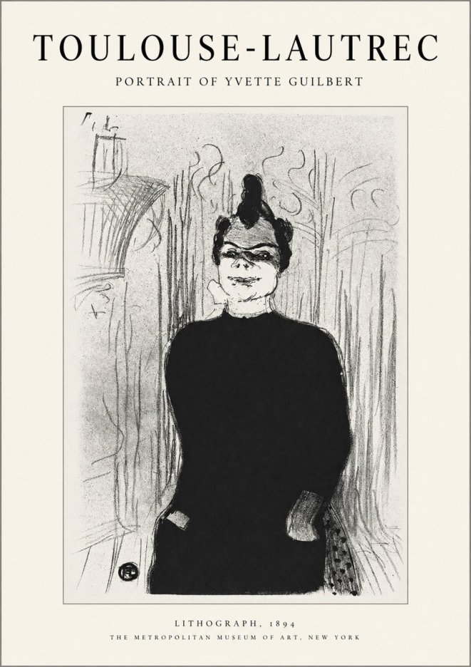 Toulouse-Lautrec Portrait of Yvette Guilbert No2 - Affiche