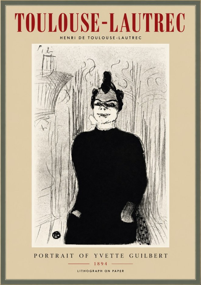 Toulouse-Lautrec Portrait of Yvette Guilbert No3 - Affiche