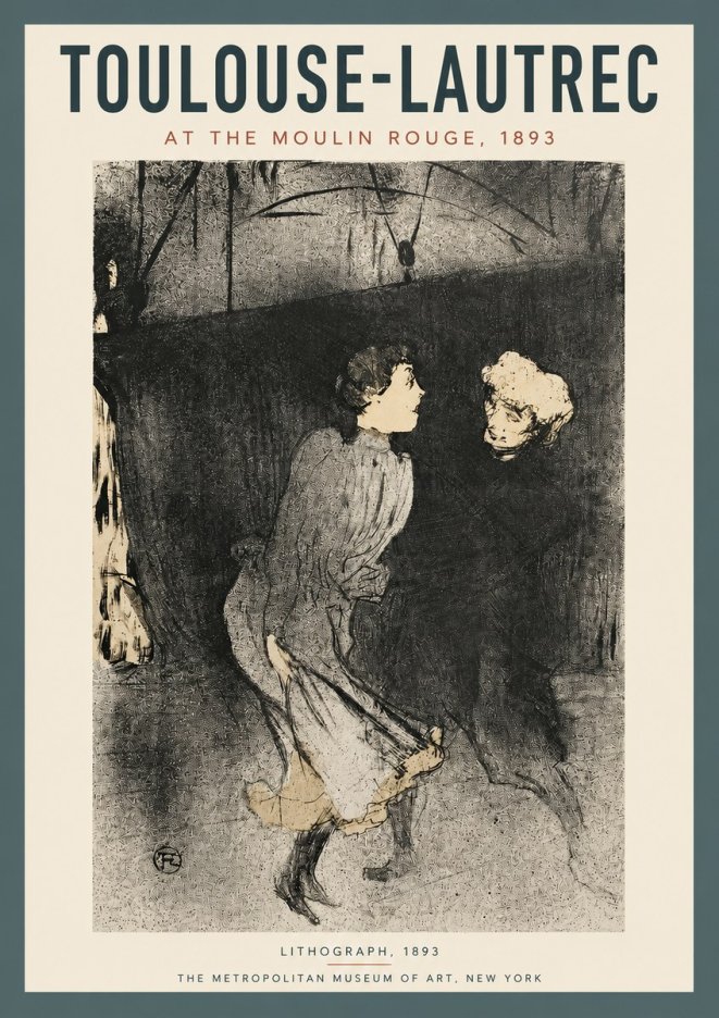 Toulouse-Lautrec At the Moulin Rouge VI No3 - Affiche