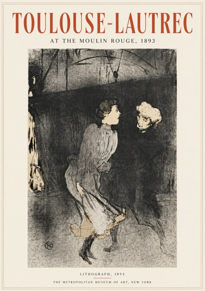 Toulouse-Lautrec At the Moulin Rouge VI No6 - Affiche