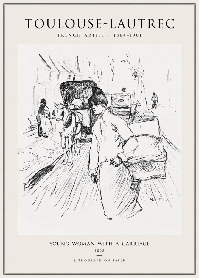 Toulouse-Lautrec Young Woman with a Carriage No1 - Affiche