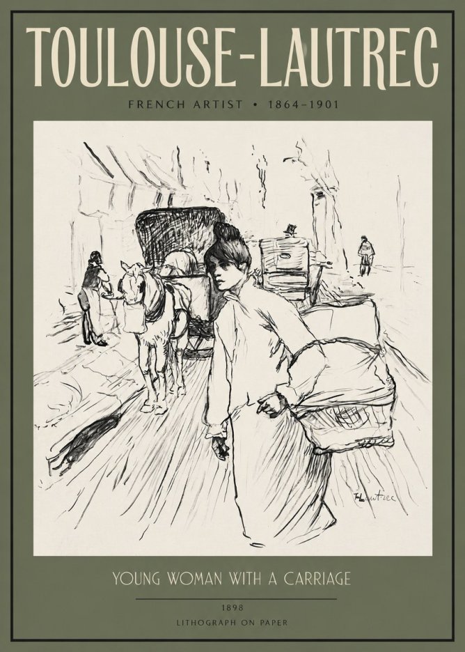 Toulouse-Lautrec Young Woman with a Carriage No2 - Affiche