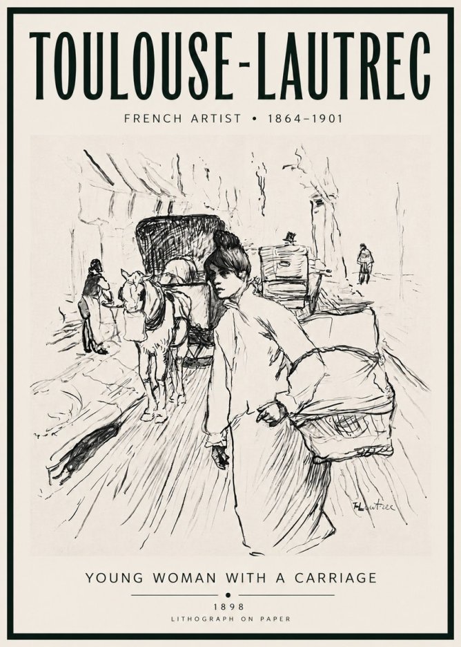 Toulouse-Lautrec Young Woman with a Carriage No4 - Affiche