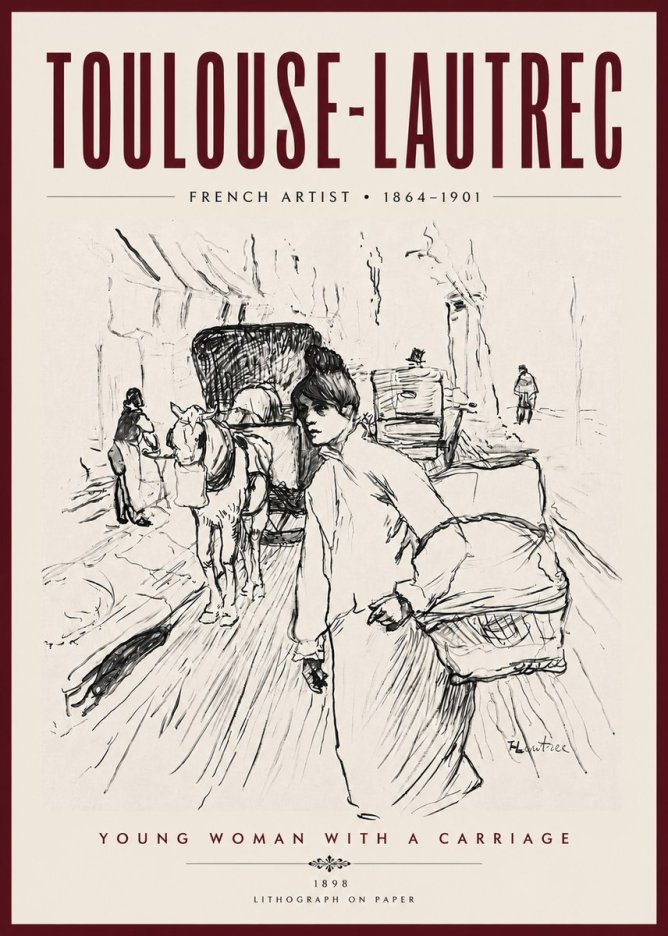 Toulouse-Lautrec Young Woman with a Carriage No5 - Affiche