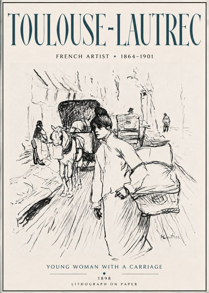 Toulouse-Lautrec Young Woman with a Carriage No6 - Affiche