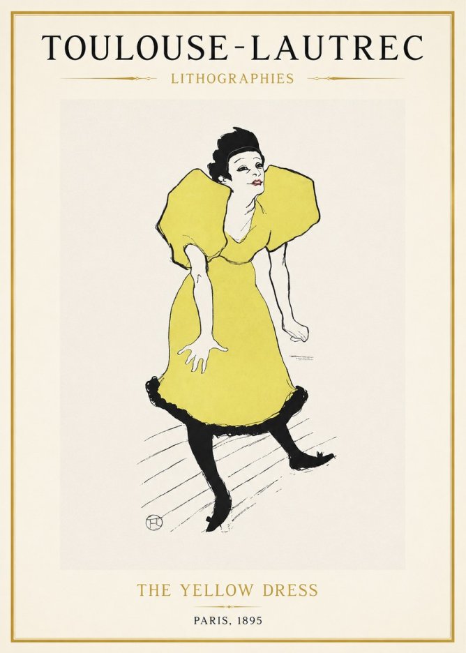 Toulouse-Lautrec The Yellow Dress No1 - Affiche
