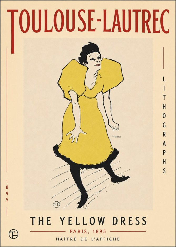 Toulouse-Lautrec The Yellow Dress No3 - Affiche