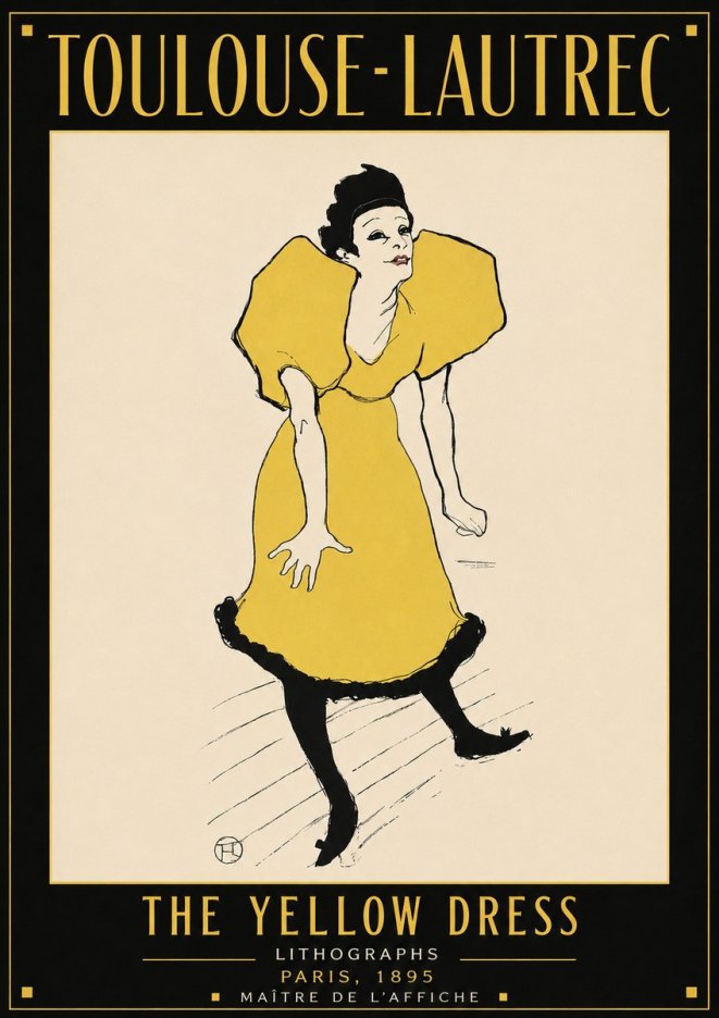 Toulouse-Lautrec The Yellow Dress No4 - Affiche