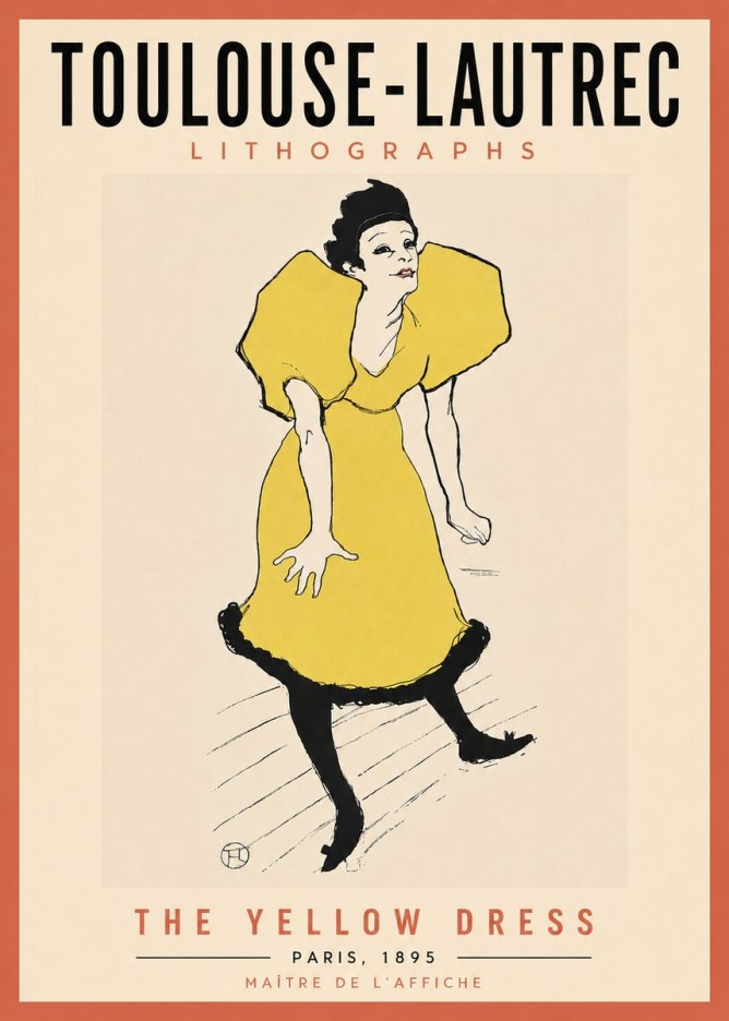 Toulouse-Lautrec The Yellow Dress No6 - Affiche
