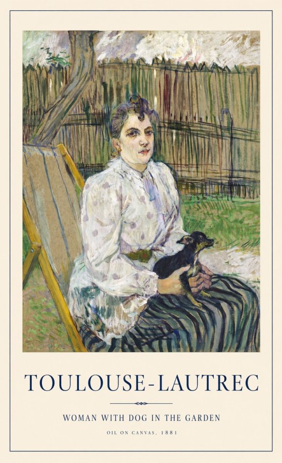 Toulouse-Lautrec Woman with Dog in the Garden No1 - Affiche