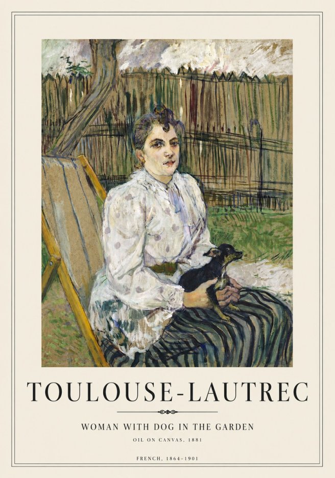 Toulouse-Lautrec Woman with Dog in the Garden No4 - Affiche