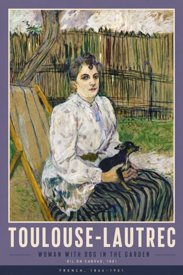 Toulouse-Lautrec Woman with Dog in the Garden No5 - Affiche