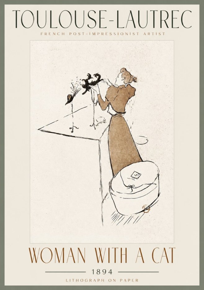 Toulouse-Lautrec Woman with a Cat No2 - Affiche