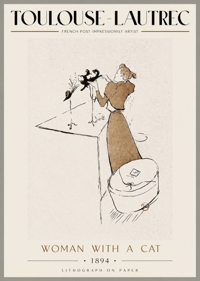 Toulouse-Lautrec Woman with a Cat No3 - Affiche