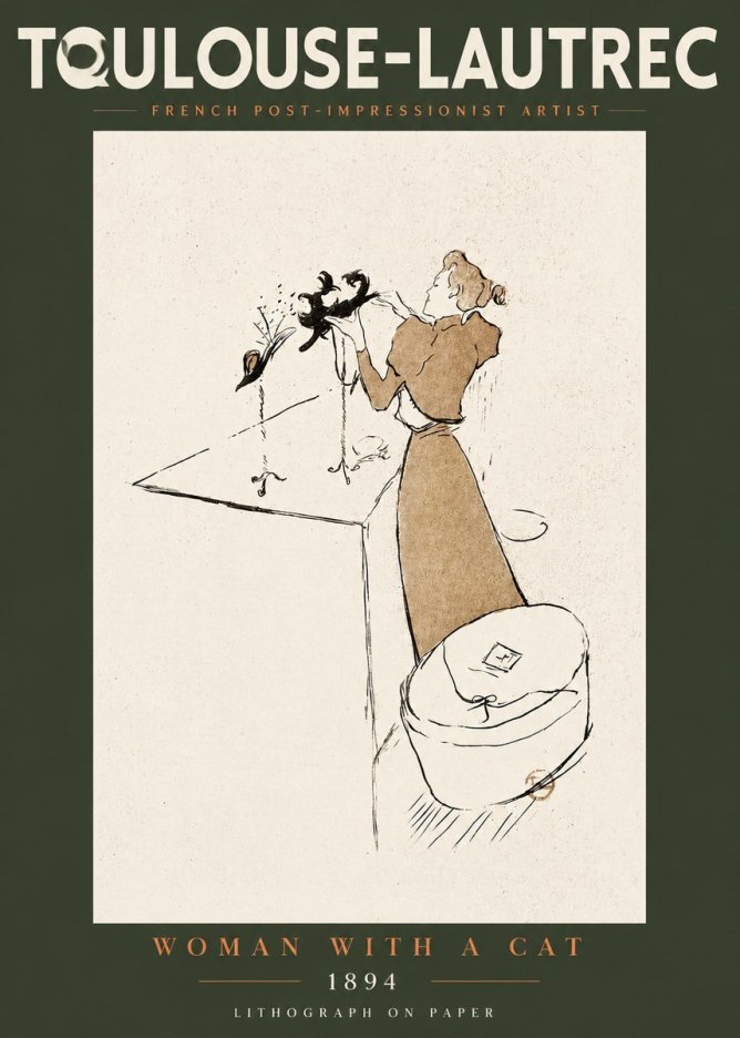Toulouse-Lautrec Woman with a Cat No4 - Affiche