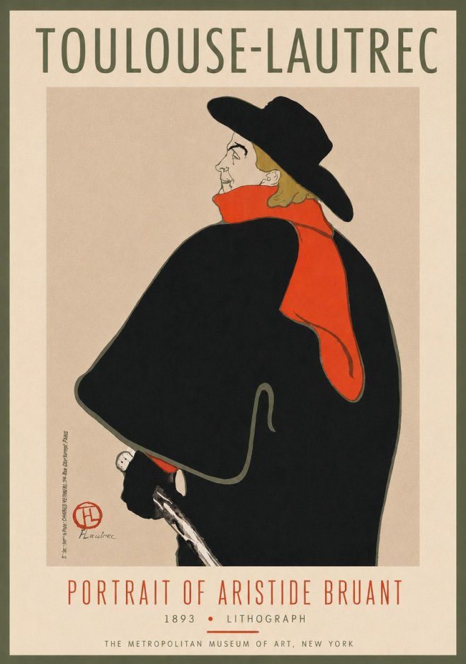 Toulouse-Lautrec Portrait of Aristide Bruant No4 - Affiche