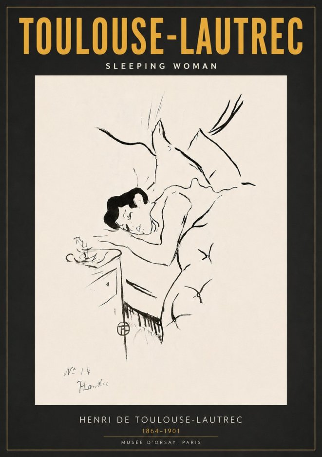 Toulouse-Lautrec Sleeping Woman No6 - Affiche
