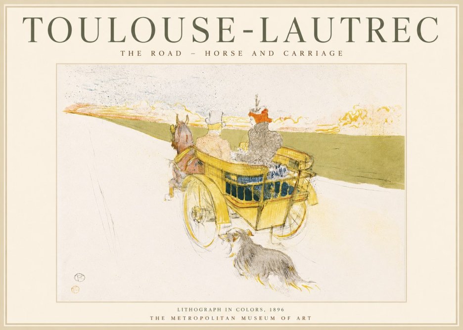 Toulouse-Lautrec The Road - Horse and Carriage No1 - Affiche