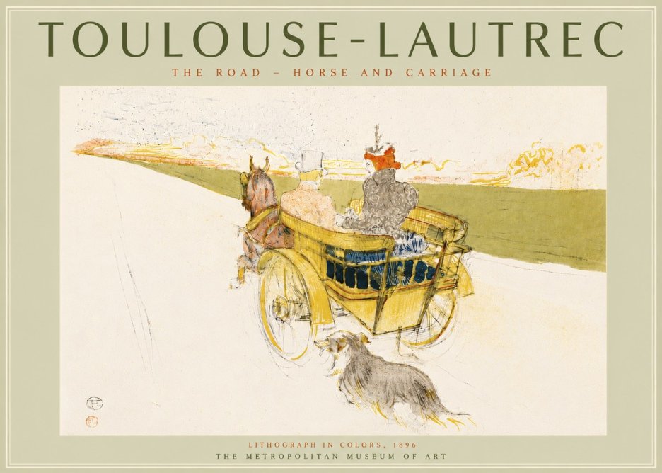 Toulouse-Lautrec The Road - Horse and Carriage No5 - Affiche