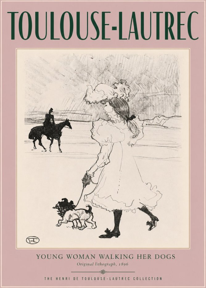 Toulouse-Lautrec Young Woman Walking Her Dogs No2 - Affiche