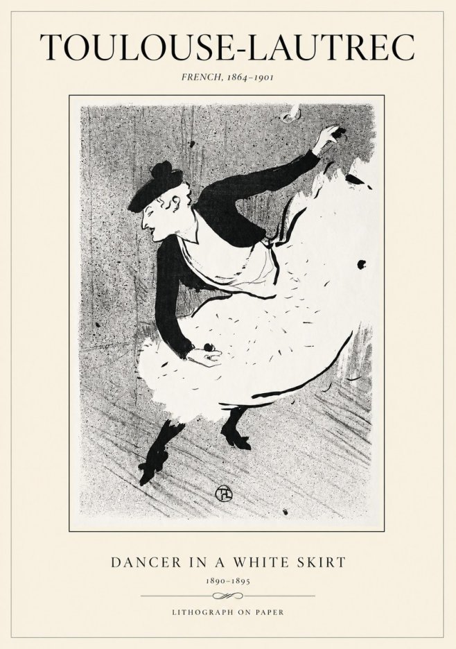 Toulouse-Lautrec Dancer in a White Skirt No1 - Affiche