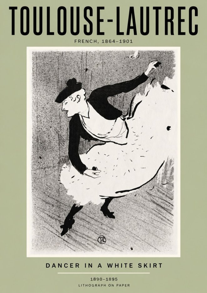Toulouse-Lautrec Dancer in a White Skirt No2 - Affiche