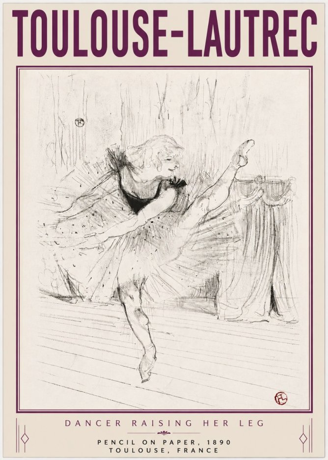 Toulouse-Lautrec Dancer Raising Her Leg No4 - Affiche