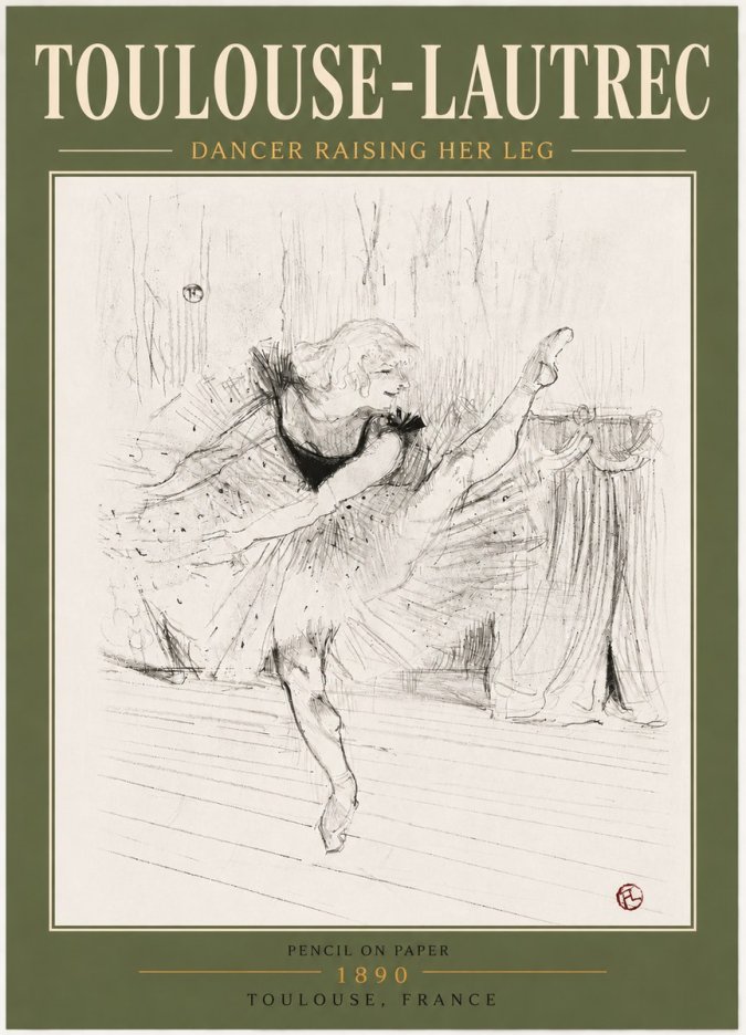Toulouse-Lautrec Dancer Raising Her Leg No5 - Affiche