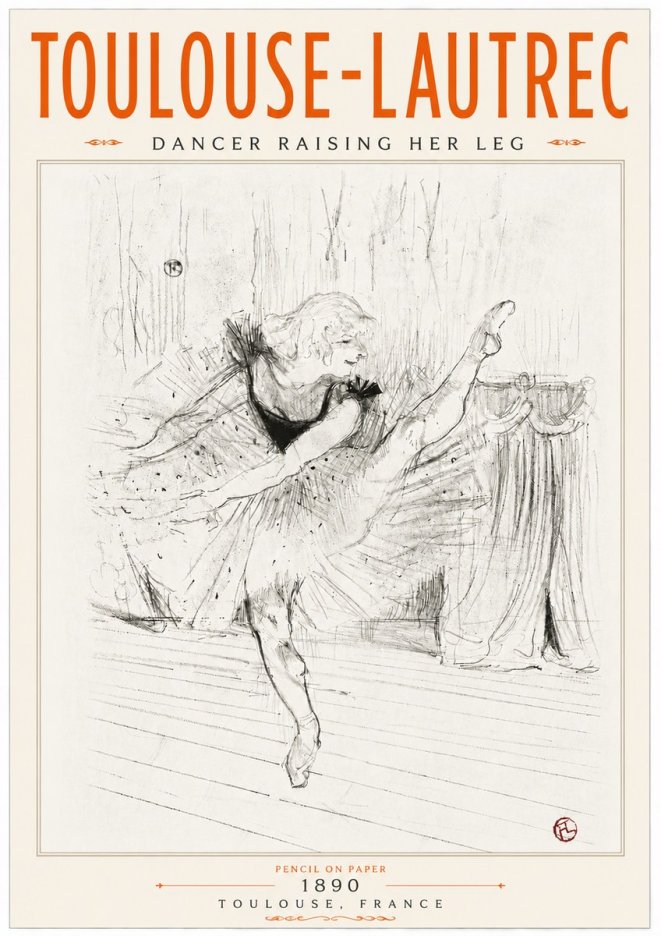Toulouse-Lautrec Dancer Raising Her Leg No6 - Affiche