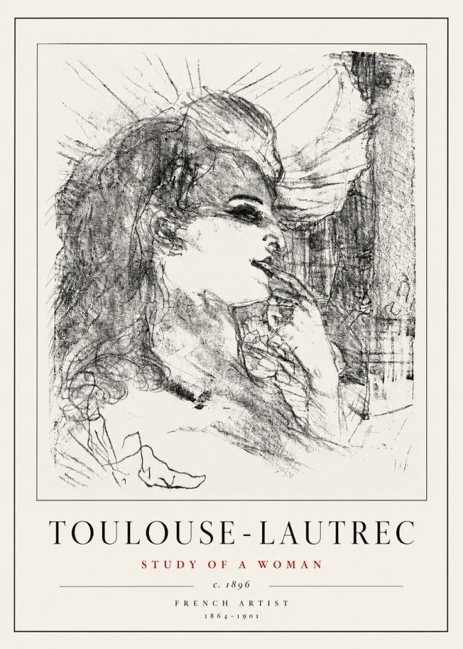 Toulouse-Lautrec Study of a Woman I No5 - Affiche