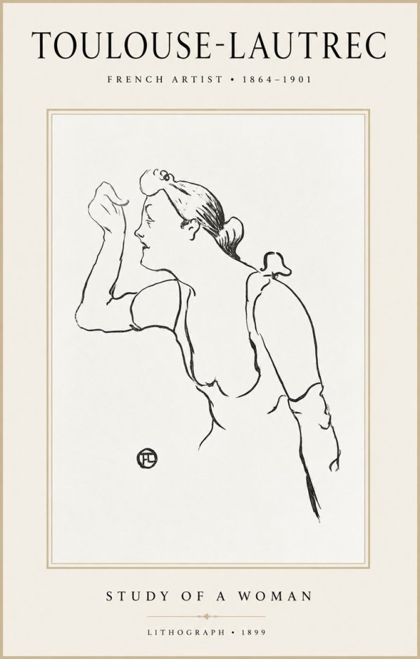 Toulouse-Lautrec Study of a Woman II No1 - Affiche