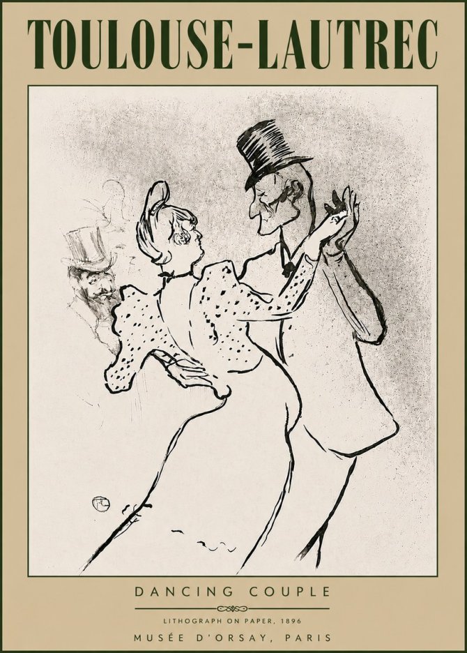 Toulouse-Lautrec Dancing Couple No6 - Affiche