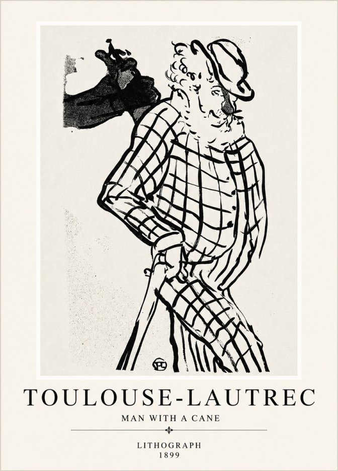 Toulouse-Lautrec Man with a Cane No4 - Affiche