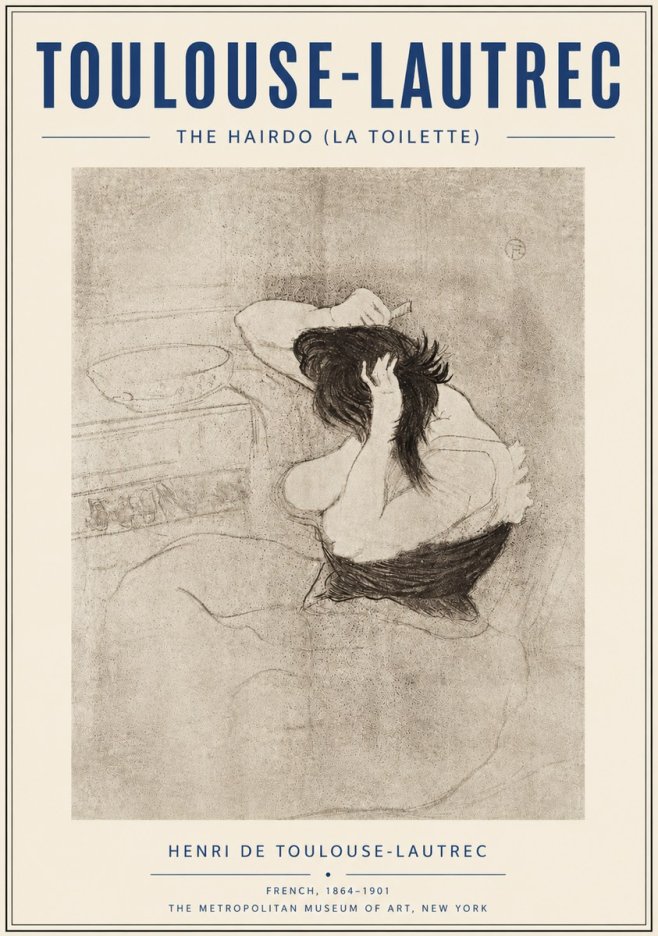 Toulouse-Lautrec The Hairdo (La Toilette) No6 - Affiche