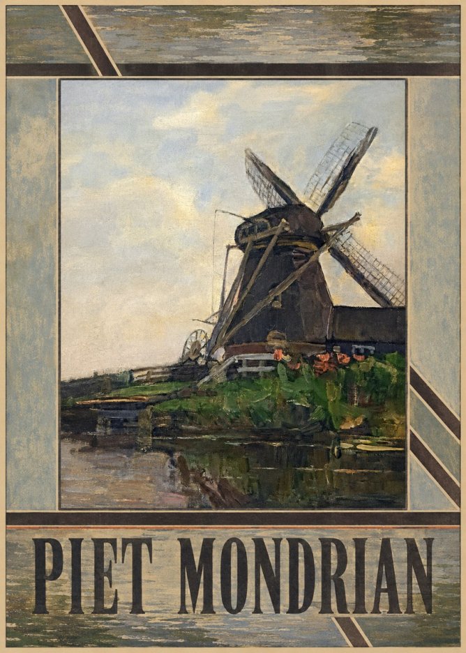 Piet Mondrian Windmill by the Water I No5 - Affiche