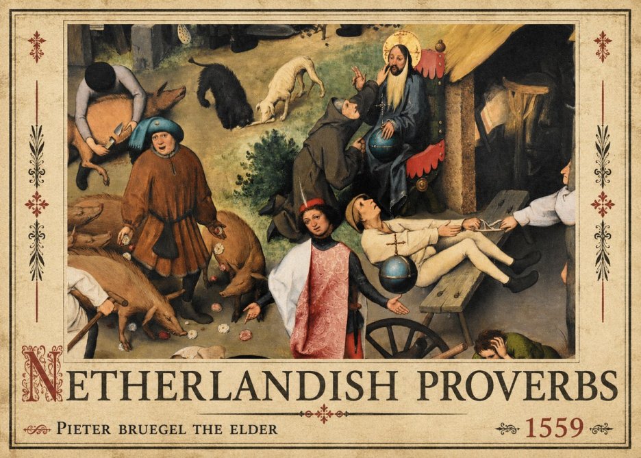 Pieter Bruegel Netherlandish Proverbs IV No2 - Affiche