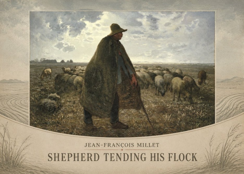 Jean-François Millet Shepherd Tending His Flock No3 - Affiche