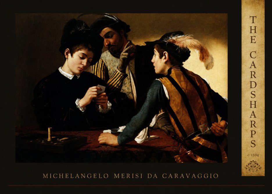 Michelangelo Merisi da Caravaggio The Cardsharps II No5 - Affiche
