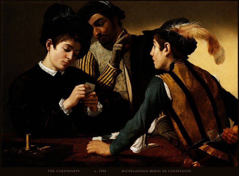 Michelangelo Merisi da Caravaggio The Cardsharps II No6 - Affiche