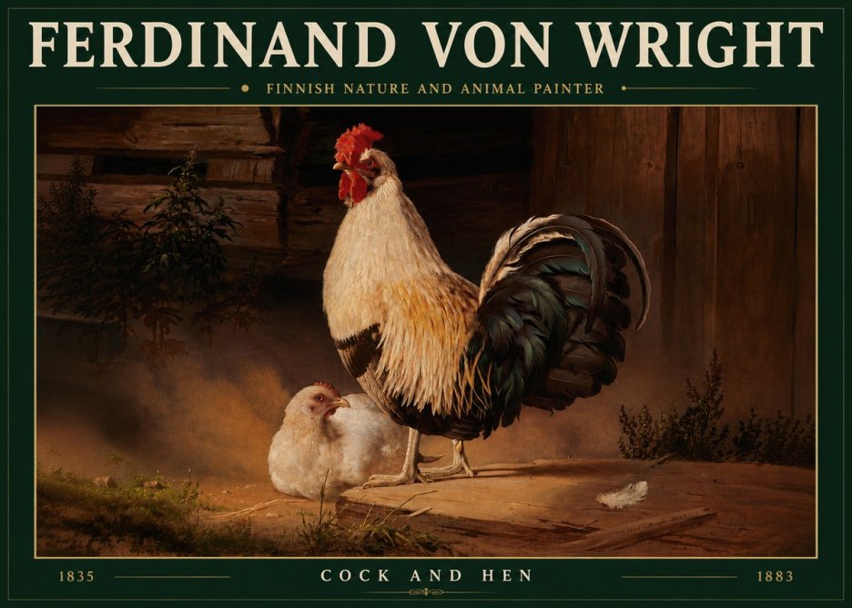 Ferdinand von Wright Cock and Hen No3 - Affiche