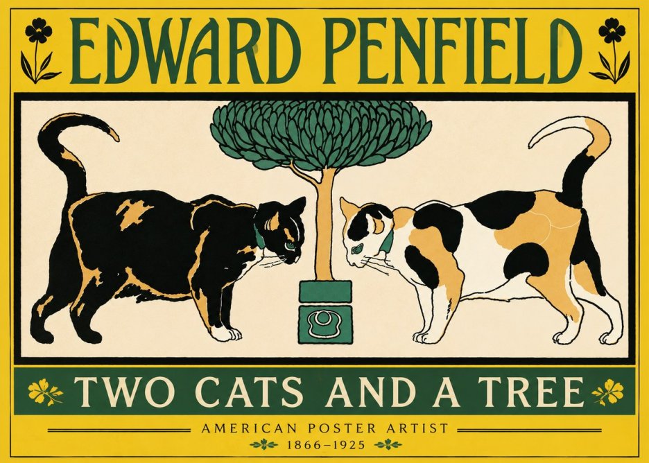 Edward Penfield Two Cats and a Tree No4 - Affiche