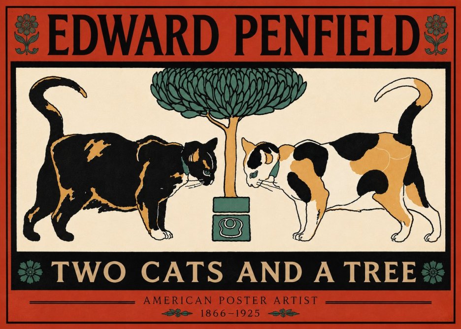 Edward Penfield Two Cats and a Tree No6 - Affiche