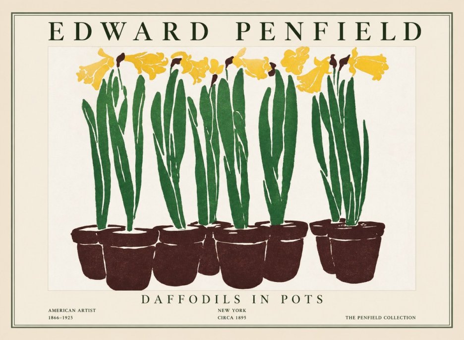 Edward Penfield Daffodils in Pots No1 - Affiche
