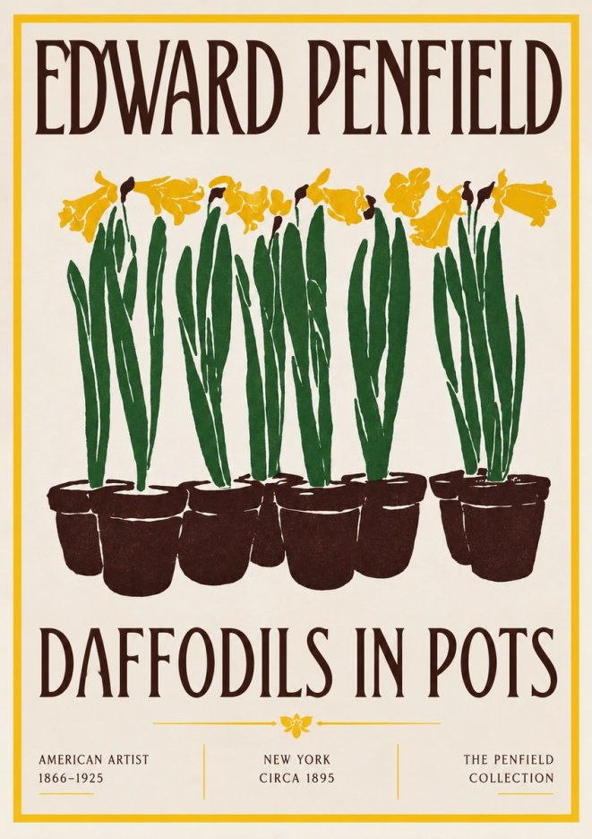 Edward Penfield Daffodils in Pots No3 - Affiche