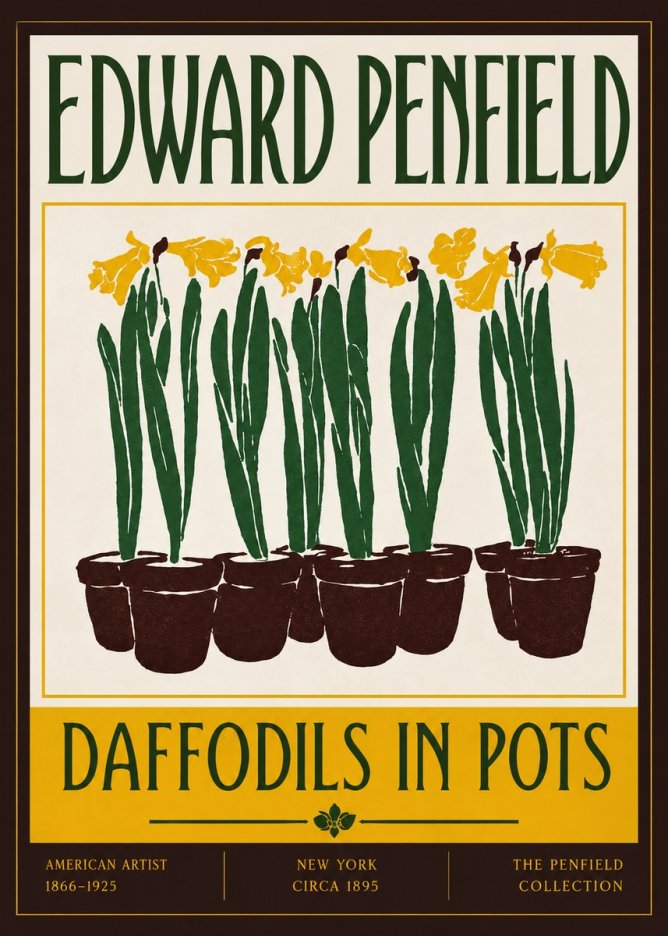 Edward Penfield Daffodils in Pots No4 - Affiche