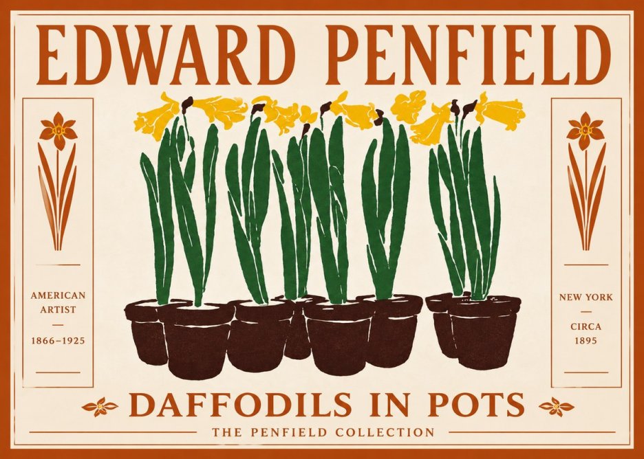 Edward Penfield Daffodils in Pots No5 - Affiche