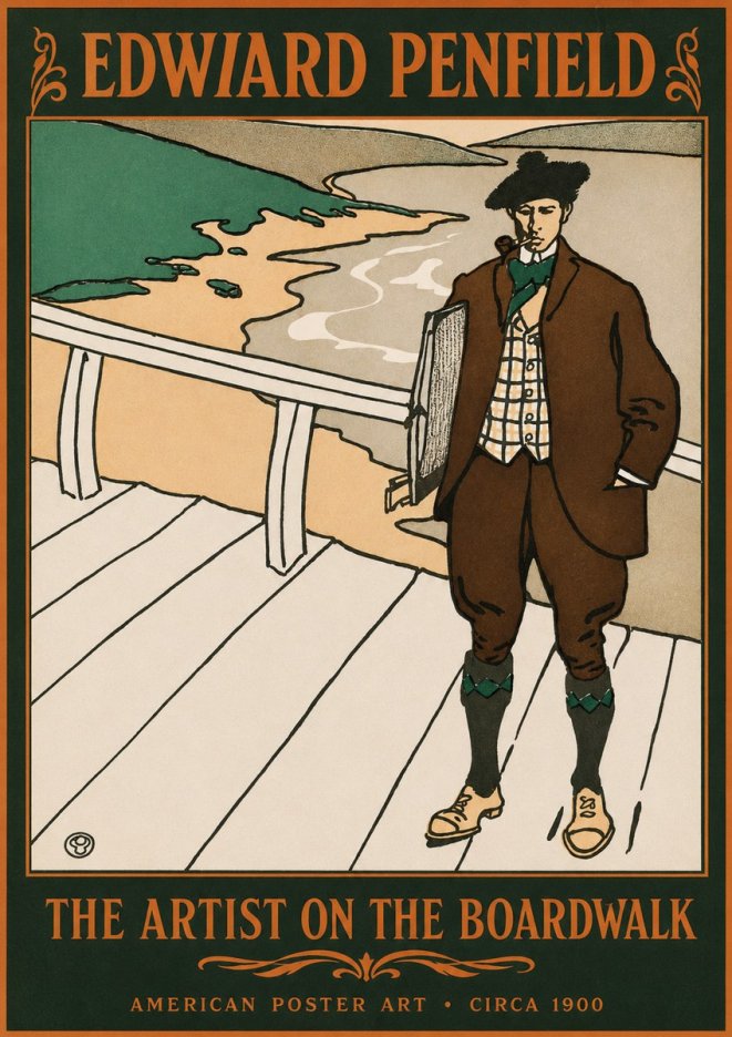 Edward Penfield The Artist on the Boardwalk No2 - Affiche